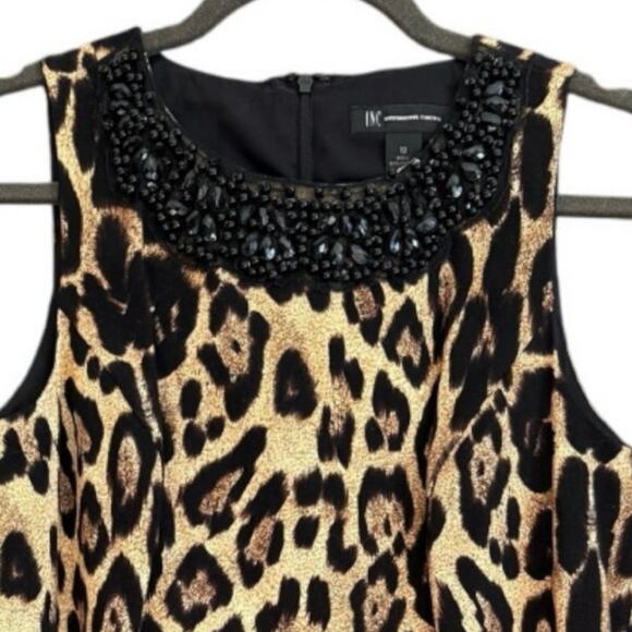 International Concepts NWT Leopard Print Beaded Neckline Lined Sleeveless Sz 10 - Picture 2 of 8